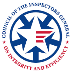 CIGIE logo CIGIE logo with blue arrows pointing inward to form a white star